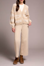 STRIPE COTTON CARDIGAN CREAM