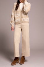 STRIPE COTTON CARDIGAN CREAM