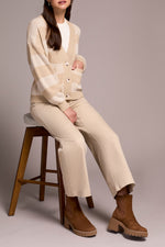 STRIPE COTTON CARDIGAN CREAM