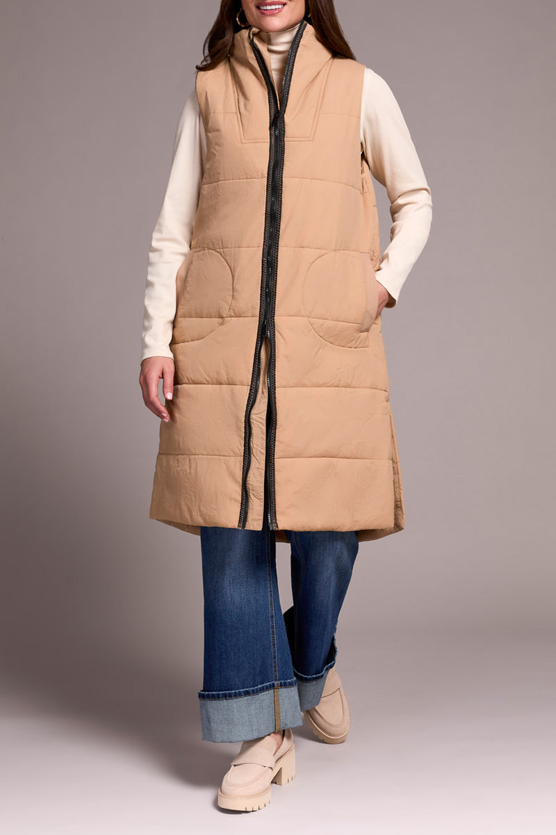 ZIP FRONT QUILTED LONG VEST