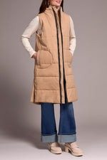 ZIP FRONT QUILTED LONG VEST