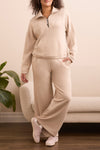 MOCK NECK ZIP TOP CREAM