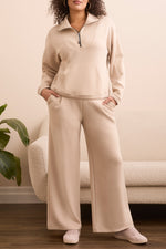 MOCK NECK ZIP TOP CREAM