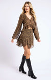 LEOPARD CHIFFON RUFFLE TOP