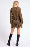 LEOPARD CHIFFON RUFFLE TOP