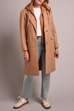 COAT W REMOVEABLE FOOLER HOODIE ALMOND LATTE
