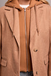 COAT W REMOVEABLE FOOLER HOODIE ALMOND LATTE