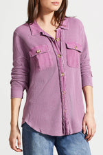 COTTON BUTTON UP GRAPE