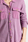 COTTON BUTTON UP GRAPE