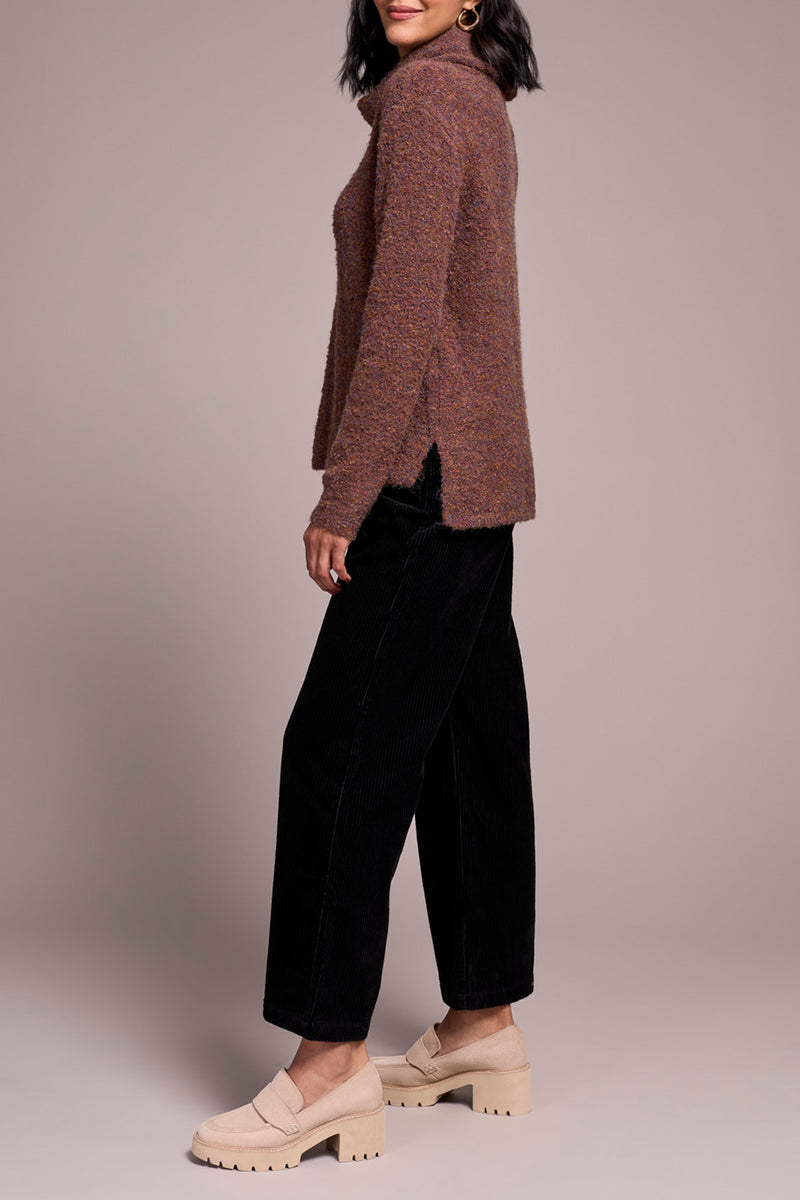 COWL NECK SWEATER DARK TOFFEE