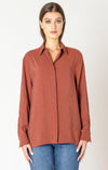 BUTTON BACK FLOWY BLOUSE