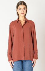 BUTTON BACK FLOWY BLOUSE