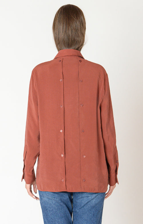 BUTTON BACK FLOWY BLOUSE