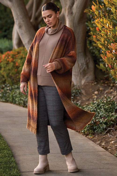 LONG SWT CARDIGAN W/ PUFF SLEEVE