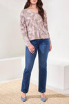 V-NECK KNIT TOP W/SIDE SLITS SPRUCE