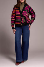 BUTTON FRONT JAQUARD CARDIGAN