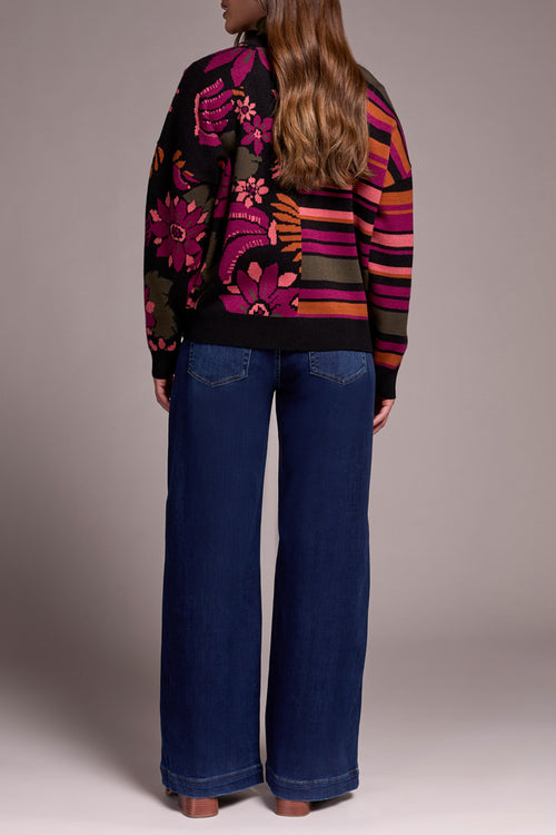 BUTTON FRONT JAQUARD CARDIGAN