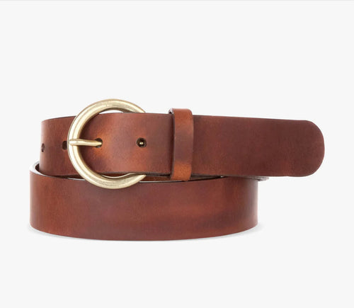 Brown ladies' belt with golden buckle MANUELA